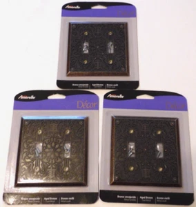 Amerelle Arabesque Filigree Antique Aged Bronze Double Switch Outlet Cover Plate - Picture 1 of 3
