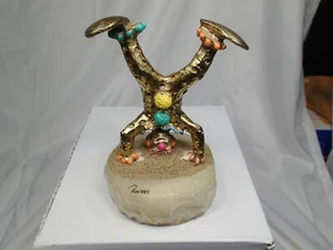 Ron Lee Collectible clown Head stand upside down on stone base Signed dated 1989 - Picture 1 of 2