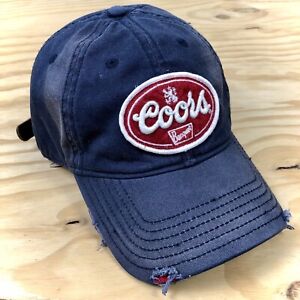 Distressed Coors Banquet Beer Brewing Hat Strapback with Leather Strap Dad Cap