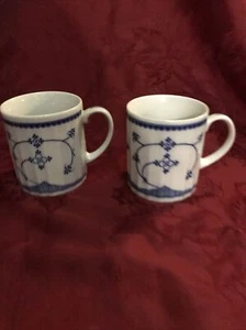 Germany Bavaria Blue White Winterling Strawflower Mugs Set Of 2 - Picture 1 of 7