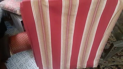 2 Pottery Barn 50W x 96L Red/Gold Striped Black-out Curtains - Image 1 of 4