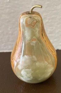 NEU Handgeschnitzte Onyx Marmor Stein Birne Skulptur 2,5" hoch - Bild 1 von 3