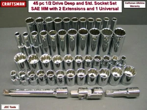 CRAFTSMAN 48 pc 1/2 Drive Deep and Std. Socket Set w 2 Ext. Universal   - Picture 1 of 1