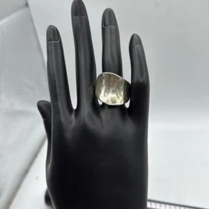 Hammered 925 Sterling Silver Chunky Ring Jewelry Accessory Concave Wide 8.5 - Picture 1 of 13