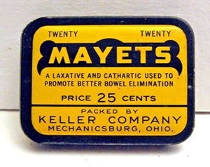 Alte Mayets Abführmittel Schiebedeckel Dose Keller Co Mechanicsburg Ohio alter Ladenbestand - Bild 1 von 2