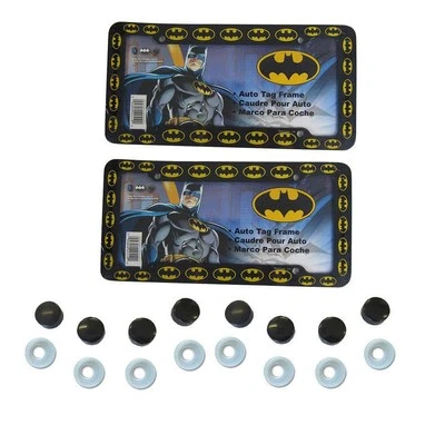 Black New Batman Classic Logo Car Truck Plastic License Plate Frame & Screw Caps - Изображение 1 из 3