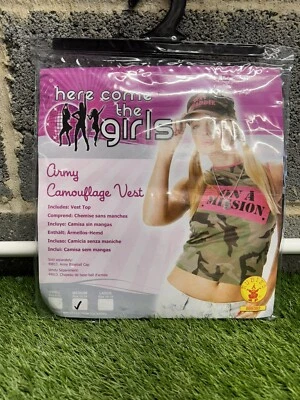 Damas Ejército Vestido Elegante Chaleco Camuflaje Halloween Chaleco Top Fiesta de Gallina Chaleco por Rubies Foto 1 de 4