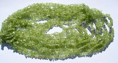 Peridot stone chip bead necklace about 16" polished energy Healing Reiki - Image 1 of 4