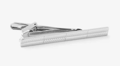 Incrível Clipe de Gravata Masculino Sólido 935 Prata Argentina Fantástico Padrão Cruzado Latão - Imagem 1 de 4