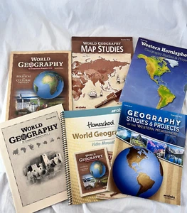 LOT of 6 ~ Abeka World Geography Reader, Teacher  Test/Quiz Keys, Map Studies - Picture 1 of 17