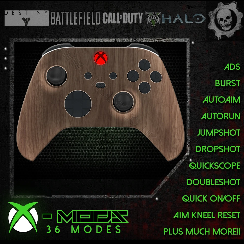 XBOX ONE SERIES RAPID FIRE CONTROLLER - CARNAGE MOD 2 WOOD GRAIN BLACKOUT MODDED - Image 1 of 1