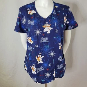 Frosty the Snowman Cotton Short Sleeve Scrub Top Size S - Picture 1 of 5