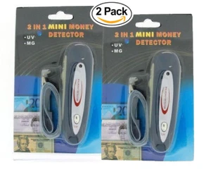 2 Pack 2 in 1 Mini Counterfeit Money Dollar Bill Detector & Currency Checker - Picture 1 of 3