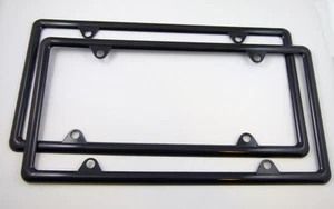 Slimline thin Black Plastic Durable Flexible License Plate Frame Set of 2 frames - Foto 1 di 3