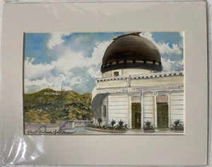 Impresión del Observatorio Griffith Acuarela Firmada Melodía Gay Sullivan - Imagen 1 de 4