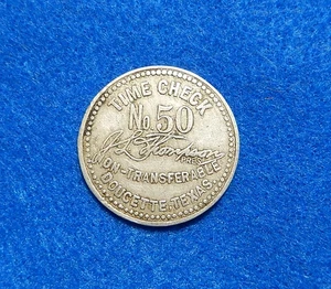 Texas Lumber Scrip Time Check Token, J.L. THOMPSON, Doucette, Serial #1201 ๐ - Picture 1 of 2