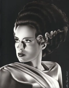 Bride of Frankenstein 8x10 Original Painting Airbrush Universal Horror Movies - Picture 1 of 7
