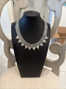EXPRESS Reflective Silver Tone Choker Necklace 17” - Picture 1 of 9