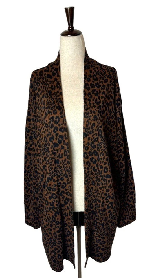 Cárdigan Sanctuary Anthropologie Suéter Mujer Pequeño Marrón Lenox Estampado Leopardo Foto 1 de 4