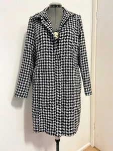 Capture coat jacket size 10 houndstooth print side pockets lined front zip - Picture 1 of 15