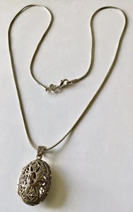 VINTAGE STERLING SILVER AMETHYST AND MARCASITE LOCKET NECKLACE - Picture 1 of 3