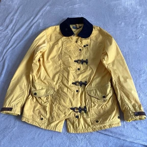 Polo Ralph Lauren Fireman Jacket Mens Small Yellow Vintage Clasps Leather Trim - Picture 1 of 17