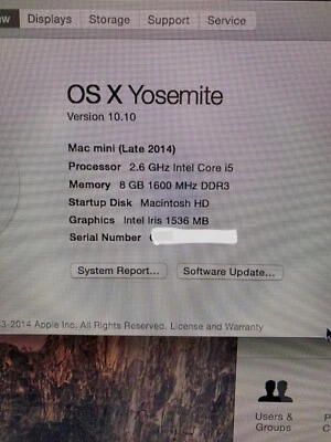 Apple Mac Mini,Late 2014,A1347, Intel Core i5, 8GB RAM,1TB HDD, 2.8Ghz,128gb SSD - Image 1 of 4