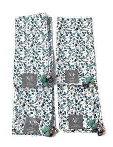 Noble Excellence Quadratische Stoffservietten Mint & Blau Blumen Baumwolle 20”x20” 4er Set - Bild 1 von 4