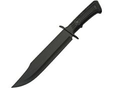 Unbranded 211515-BK Black Tech Bowie Fixed Plain Blade Knife + Sheath