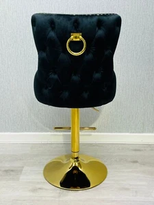 Victoria Black and Gold RING Knocker Velvet Bar stool - Picture 1 of 5