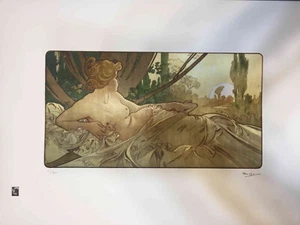 Alphonse Mucha off set lithograph cm 50x70 with certificate - signature on plate - Picture 1 of 10