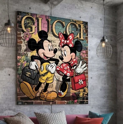 LEINWAND BILD BIS 140x140x5 MICKY & MINI-MAUS VINTAGE STREET-ART GRAFFITI URBAN - Bild 1 von 4