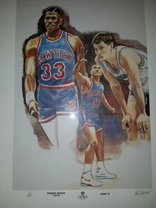 Hornets Lithograph Patrick Ewing Knicks Signed LE  Winford Galmon artist  - Picture 1 of 2