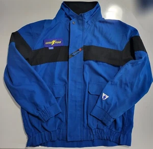 Goodyear FR Jacket Coat Mens Medium Blue Black Full Zip Workrite Windbreaker - Picture 1 of 10