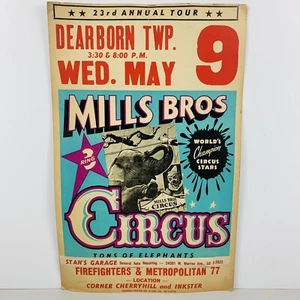 VTG Mills Bros 3 Ring Circus Poster Advertisement 23rd Annual Dearborn Twp MI - Picture 1 of 12