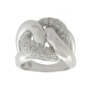 Anillo de eslabones de diamantes genuinos y enchapados en plata para mujer - Tallas: 7, 8, 9 () - Imagen 1 de 12