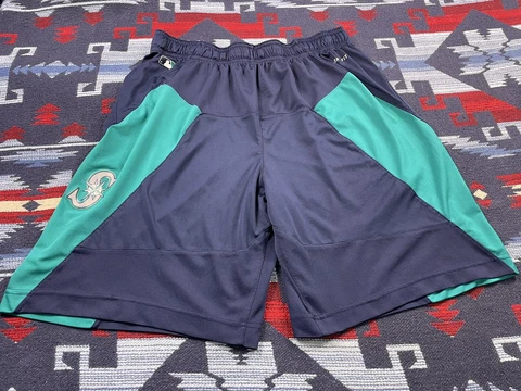 MLB SEATTLE MARINERS Nike Dri Fit Stay Cool Players BP Shorts Men XL Griffey Cover