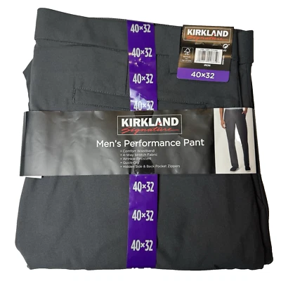 Kirkland Signature Mens 40x32 Iron Gray Performance Pant Chino Slack Grey Khaki - Image 1 of 4