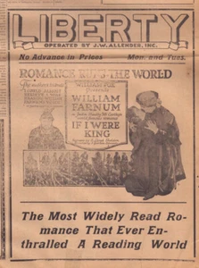 Anuncio impreso vintage de 1921 IF I WERE KING William Farnum periódico de la película Liberty Thea - Imagen 1 de 2