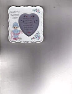 Precious Moments SWEETEST Friend Ceramic Picture Frame Heart Window 1993 - Picture 1 of 3