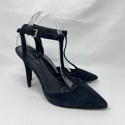 Zapatos de salón Charles by Charles David con correa en T en gamuza negra, para mujer talla US 9,5 M Foto 1 de 4