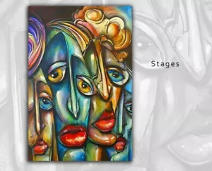 Original Kunst Mix Lang urban figurative Menschen Gesichter bunte Malerei modern - Bild 1 von 6