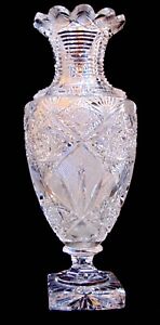 Rare ABP Brilliant Period Cut Crystal Pedestal Trophy Vase Urn Hoare Rookwood