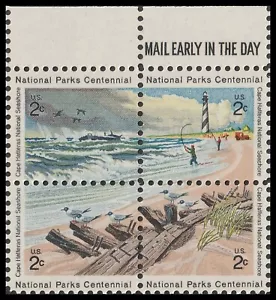 USA 1448-1451 1451a Cape Hatteras 2c Mail Early Block 4 UR MNH 1972 - Bild 1 von 1