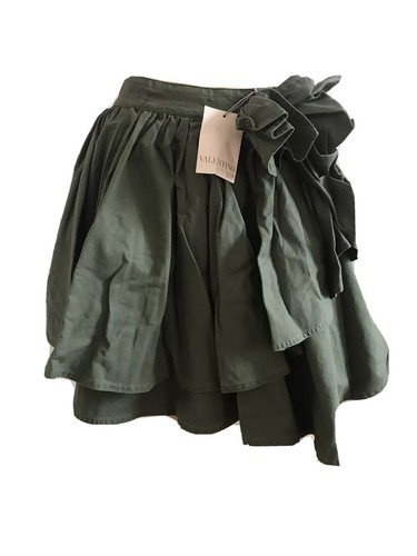 VALENTINO PER GAP RARA GONNA FIOCCO IN COTONE VERDE UK 6 EU 34 US 2XS NUOVA CON ETICHETTE