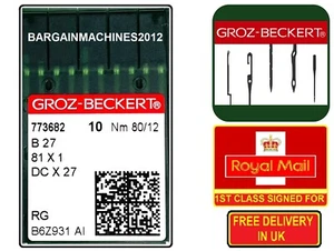 GROZ BECKERT  NM:80/12 B27 81X1 DCX27 INDUSTRIAL OVERLOCK SEWING MACHINE NEEDLE  - Picture 1 of 2