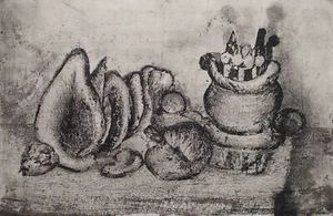Rolf Zander Stillleben Obst Gegenstände Kunst Hamburg signiert Radierung 1965 - Bild 1 von 4