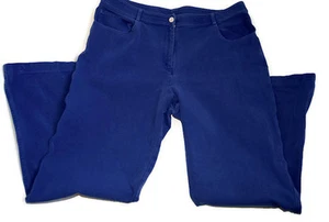ST. JOHN Women Blue Pants Size 14 Made in USA Of Imported Fabric Faded Wide Legs - Picture 1 of 6