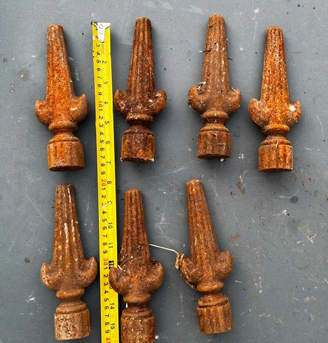 VINTAGE 7x CAST IRON GARDEN GATE FENCE FINIALS ARCHITECTURAL SALVAGE GOTHIC Cover