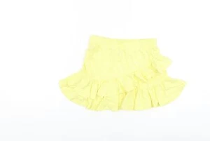 Zara Girls Yellow Cotton Blend Skater Skirt Size 7 Years Pull On - Picture 1 of 10